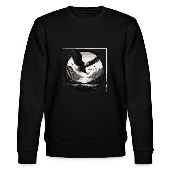 Eagle,Landscape,Black & White,Retro,Circle,Mountains - Stanley/Stella CHANGER Unisex Organic Sweatshirt - black - Front - Nik (191cm) & Marisol (170cm)