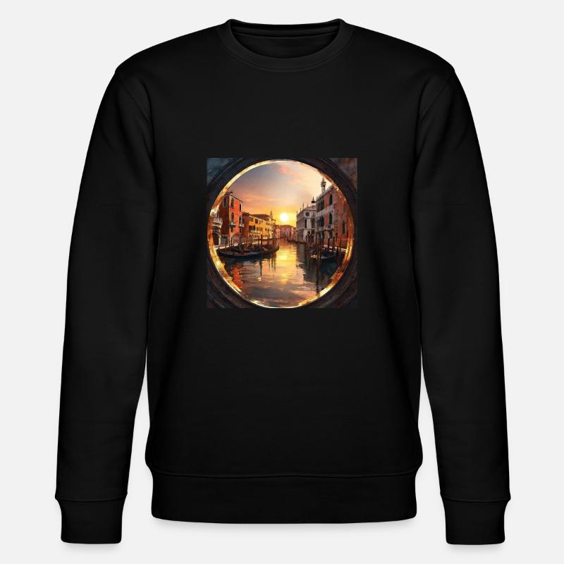 Venice, gold, sunset, reflection - Stanley/Stella CHANGER Unisex Organic Sweatshirt - black