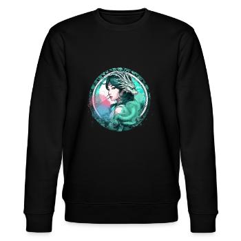 anime,frau,drache,asiatin,graffiti,manga - Stanley/Stella Unisex Bio-Sweatshirt CHANGER  - Schwarz - Vorne - Nik (191cm) & Marisol (170cm)