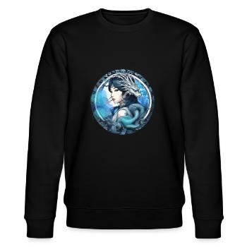 anime,frau,drache,asiatin,graffiti,manga - Stanley/Stella Unisex Bio-Sweatshirt CHANGER  - Schwarz - Vorne - Nik (191cm) & Marisol (170cm)