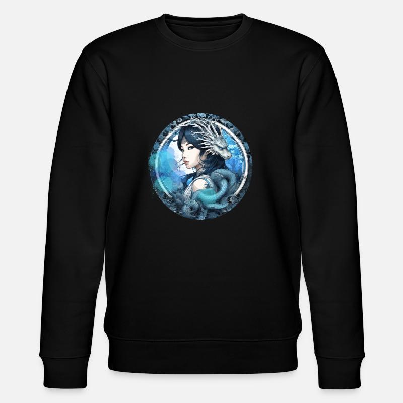 anime,frau,drache,asiatin,graffiti,manga - Stanley/Stella Unisex Bio-Sweatshirt CHANGER  - Schwarz