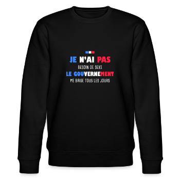 Phrase Drôle Gouvernement Humour Patriote Sarcasme - Sweat bio CHANGER Stanley/Stella Unisexe - noir - Devant - Nik (191cm) & Marisol (170cm)