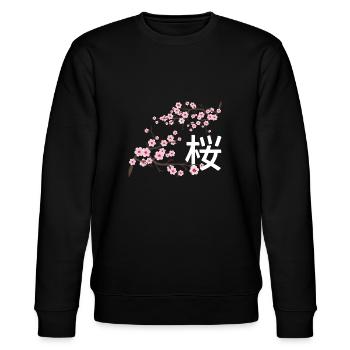 Sakura Fleurs de cerisier japonais - Sweat bio CHANGER Stanley/Stella Unisexe - noir - Devant - Nik (191cm) & Marisol (170cm)