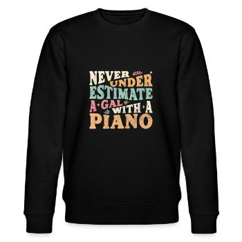 Never underestimate a Gal with a Piano - Stanley/Stella CHANGER Unisex Organic Sweatshirt - black - Front - Nik (191cm) & Marisol (170cm)