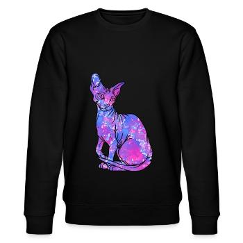 Sphynx Katze haarlos Galaxy Kitty - Stanley/Stella Unisex Bio-Sweatshirt CHANGER  - Schwarz - Vorne - Nik (191cm) & Marisol (170cm)