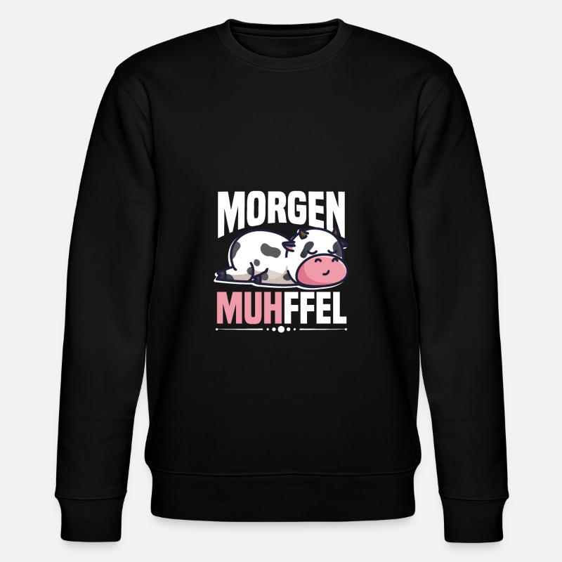 Morgenmuffel Kuh Motiv MUHffel - Stanley/Stella Unisex Bio-Sweatshirt CHANGER  - Schwarz