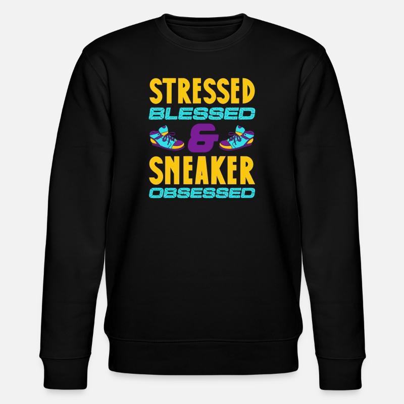 stressed sneaker obsessed design - Stanley/Stella CHANGER Unisex Organic Sweatshirt - black