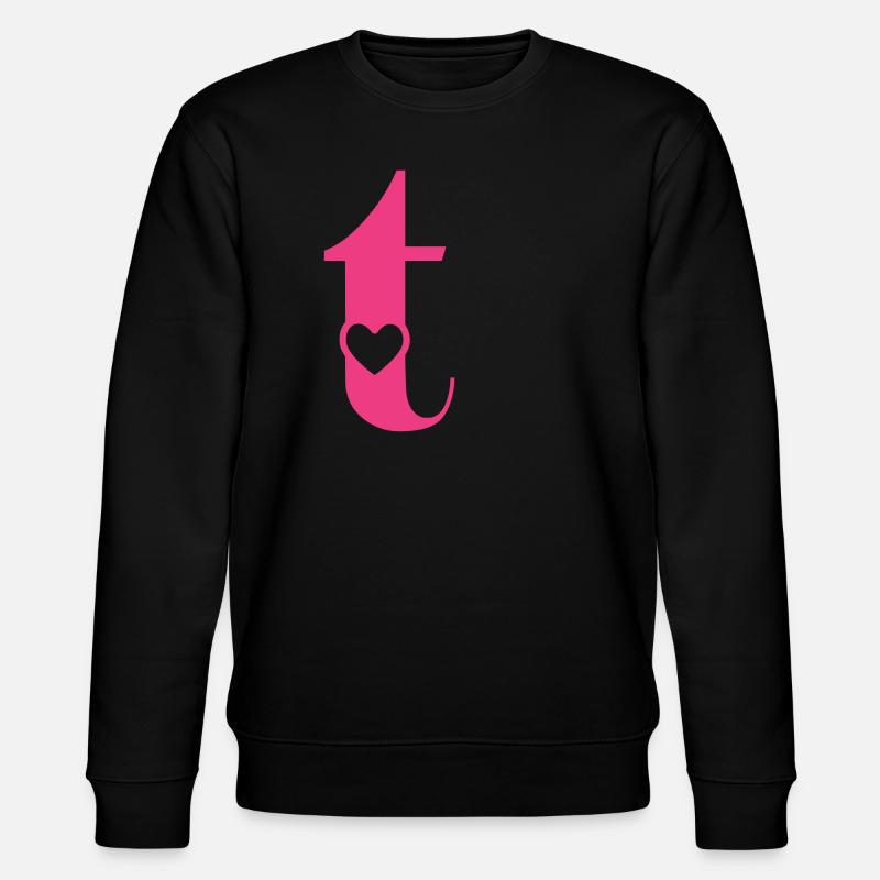Buchstabe t Anfangsbuchstabe mit Herz - Stanley/Stella Unisex Bio-Sweatshirt CHANGER  - Schwarz
