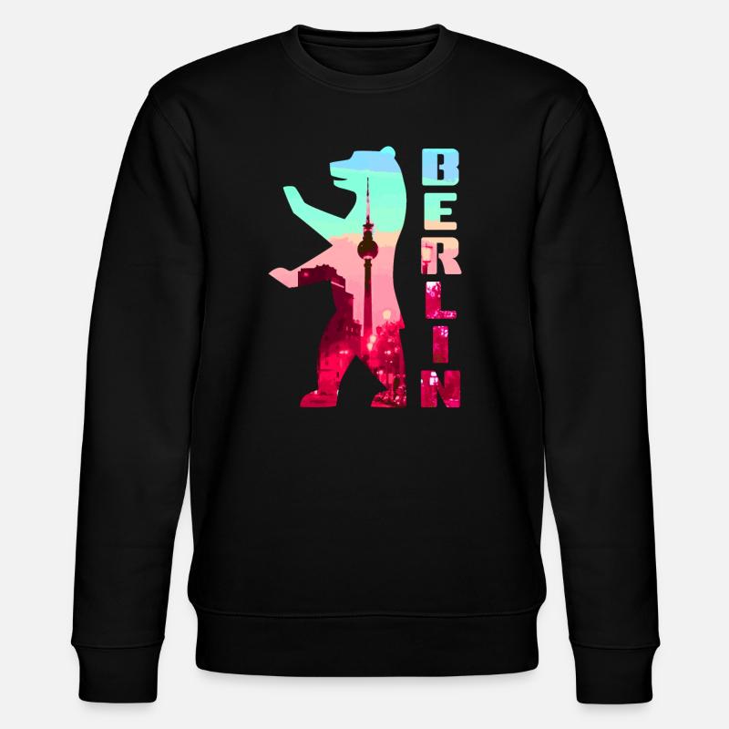Berlin Bär Neon Silhouette - Stanley/Stella Unisex Bio-Sweatshirt CHANGER  - Schwarz