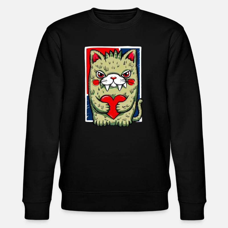 Verrückte Katze - Stanley/Stella Unisex Bio-Sweatshirt CHANGER  - Schwarz