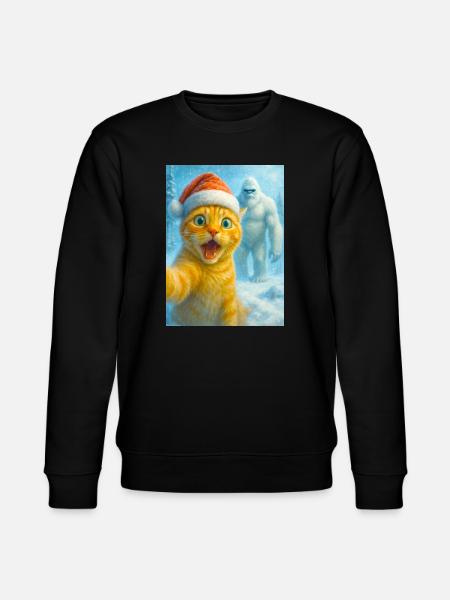 cat, Santa hat, Yeti, Christmas, snow, meme,selfi - Stanley/Stella CHANGER Unisex Organic Sweatshirt - black