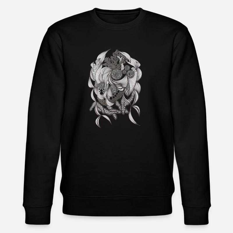 Schwarzweiß Flora Muster - Stanley/Stella Unisex Bio-Sweatshirt CHANGER  - Schwarz