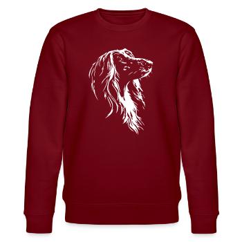 Afghanischer Windhund Silhouette Hunde Wilsigns - Stanley/Stella Unisex Bio-Sweatshirt CHANGER  - Burgunderrot - Vorne - Nik (191cm) & Marisol (170cm)