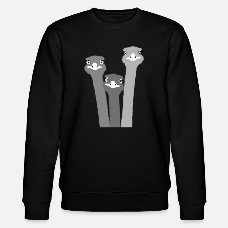 Nandu, Straußenkopf, Emu, Strauß - Stanley/Stella Unisex Bio-Sweatshirt CHANGER  - Schwarz