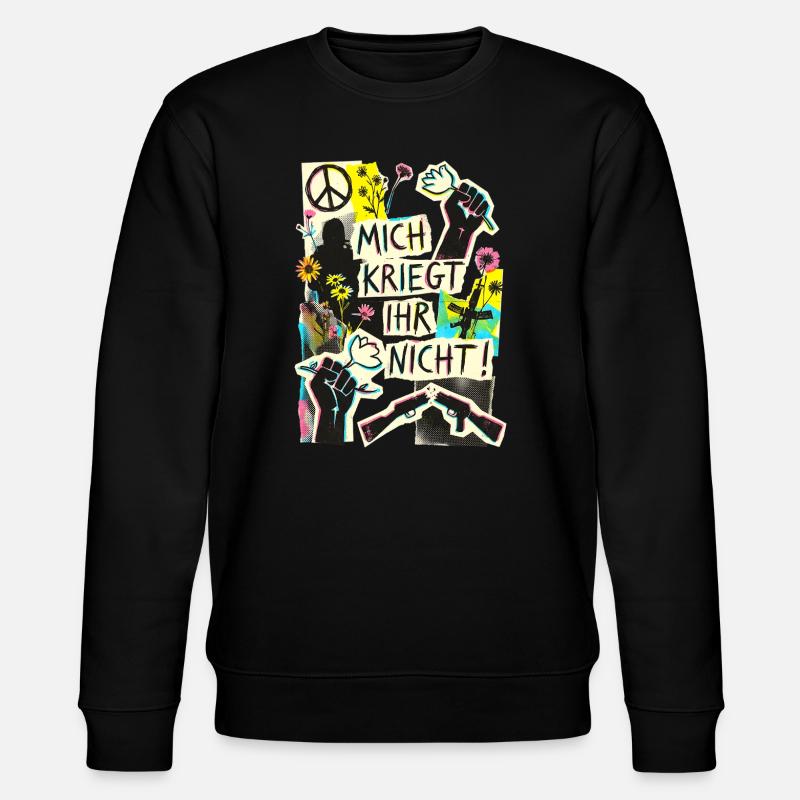 Frieden Demo Gegen Krieg - Stanley/Stella Unisex Bio-Sweatshirt CHANGER  - Schwarz