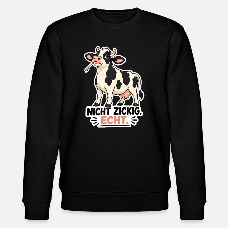 Kuh „Nicht schwierig. Echt.“ – Lustiges Statement - Stanley/Stella Unisex Bio-Sweatshirt CHANGER - Schwarz