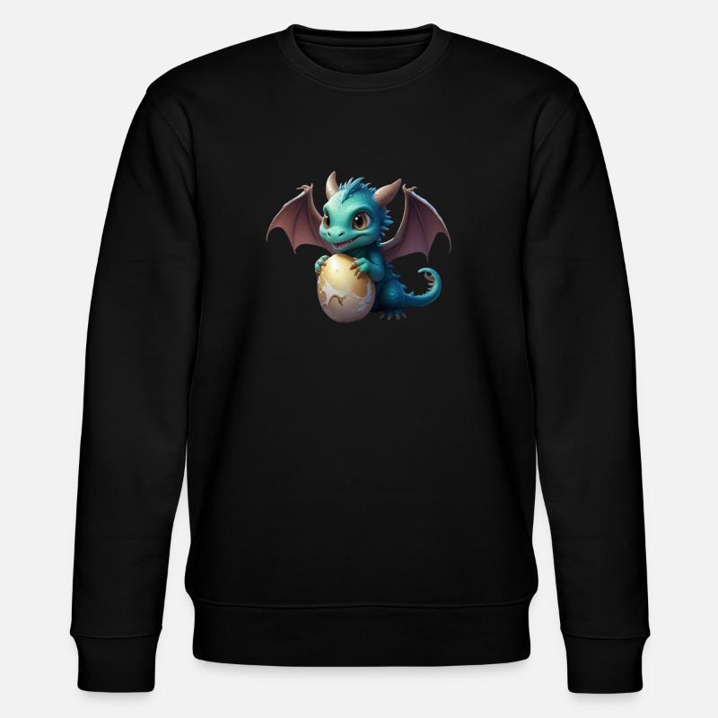 Drache mit Ei - Stanley/Stella Unisex Bio-Sweatshirt CHANGER  - Schwarz