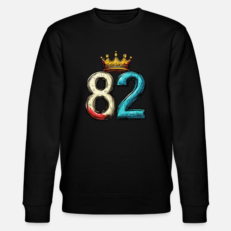 82 Zahl Krone - Stanley/Stella Unisex Bio-Sweatshirt CHANGER  - Schwarz