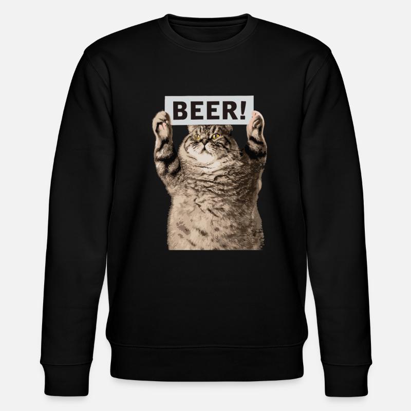Bier Katze - Stanley/Stella Unisex Bio-Sweatshirt CHANGER  - Schwarz