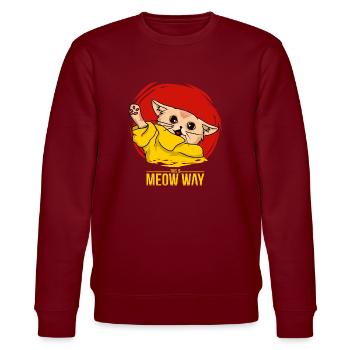 this is meow way - Stanley/Stella CHANGER Unisex Organic Sweatshirt - burgundy - Front - Nik (191cm) & Marisol (170cm)