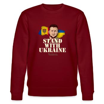 Ukraine Selenskyj T-Shirt Moldawien - Stanley/Stella Unisex Bio-Sweatshirt CHANGER  - Burgunderrot - Vorne - Nik (191cm) & Marisol (170cm)
