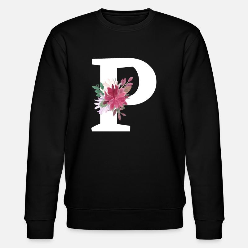 Lettre p floral - Sweat bio CHANGER Stanley/Stella Unisexe - noir