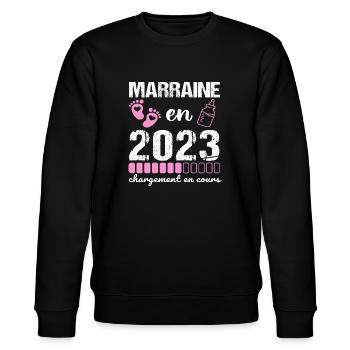 Marraine en 2023 cadeau pour future marraine - Sweat bio CHANGER Stanley/Stella Unisexe - noir - Devant - Nik (191cm) & Marisol (170cm)