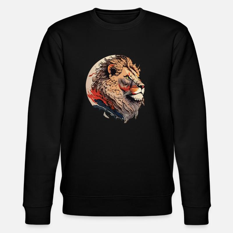 Flammender Löwe - Stanley/Stella Unisex Bio-Sweatshirt CHANGER  - Schwarz