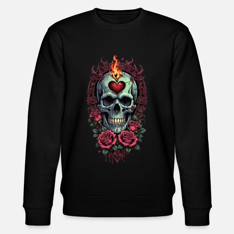 Skull in Love - Stanley/Stella Unisex Bio-Sweatshirt CHANGER  - Schwarz
