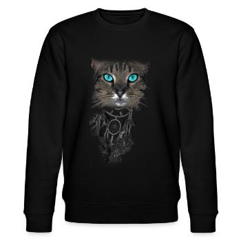 Katze Blaue Augen Traumfänger - Stanley/Stella Unisex Bio-Sweatshirt CHANGER  - Schwarz - Vorne - Nik (191cm) & Marisol (170cm)