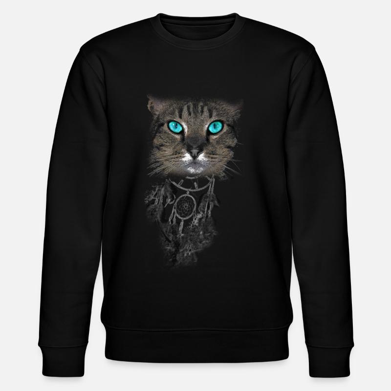 Katze Blaue Augen Traumfänger - Stanley/Stella Unisex Bio-Sweatshirt CHANGER  - Schwarz