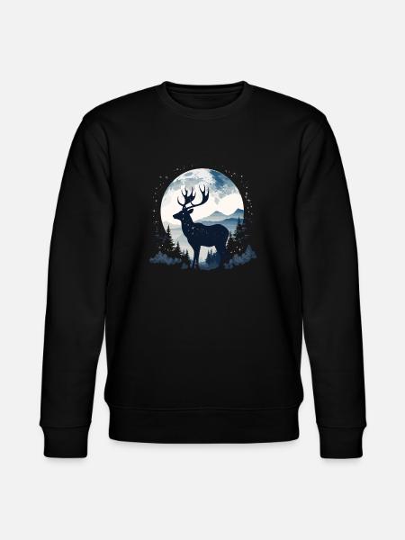Deer Forest Moon Nature - Stanley/Stella CHANGER Unisex Organic Sweatshirt - black