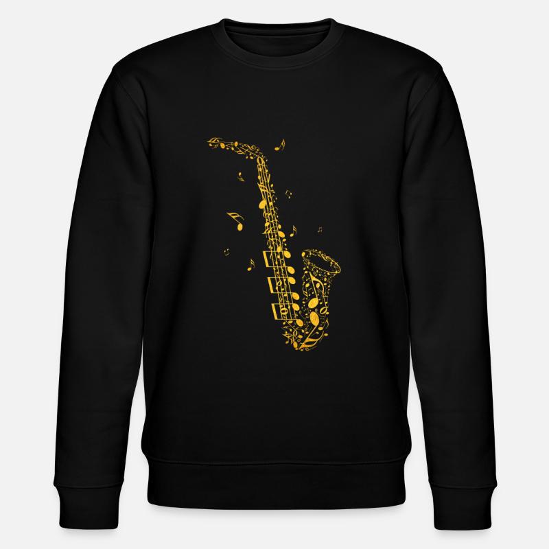 Golden saxophone made from musical notes - Stanley/Stella CHANGER Unisex Organic Sweatshirt - black