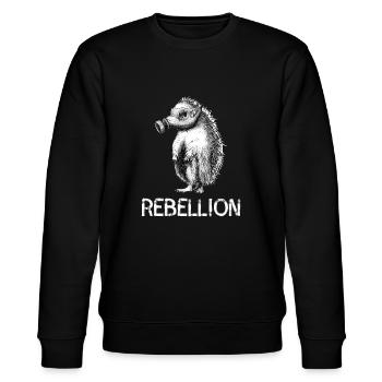 Hedgehog Rebellion / Protect our animals! - Stanley/Stella CHANGER Unisex Organic Sweatshirt - black - Front - Nik (191cm) & Marisol (170cm)