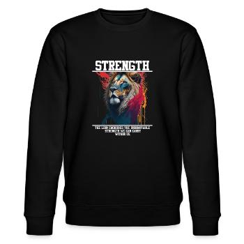 Lion's Strength Splash - Stanley/Stella Unisex Bio-Sweatshirt CHANGER  - Schwarz - Vorne - Nik (191cm) & Marisol (170cm)