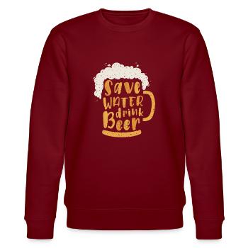 Save water Drink beer - Stanley/Stella CHANGER Unisex Organic Sweatshirt - burgundy - Front - Nik (191cm) & Marisol (170cm)
