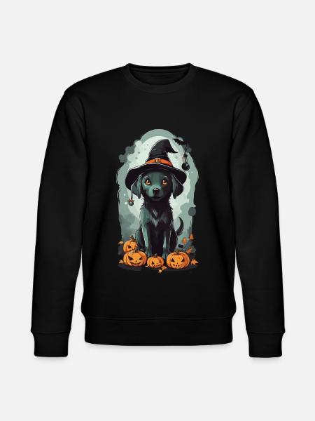 Cute Halloween Witch Dog Design - Stanley/Stella CHANGER Unisex Organic Sweatshirt - black
