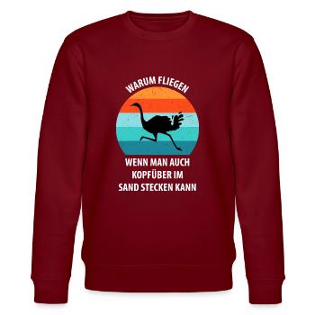Strauß Ostrich Vogel Strauß Ornithologie - Stanley/Stella Unisex Bio-Sweatshirt CHANGER  - Burgunderrot - Vorne - Nik (191cm) & Marisol (170cm)