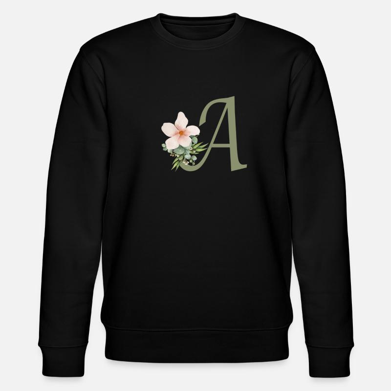 Lettre A avec fleur - Sweat bio CHANGER Stanley/Stella Unisexe - noir