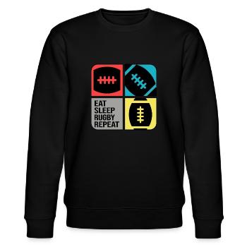 rugby rugbyspieler rugbysaison rugbytime - Stanley/Stella Unisex Bio-Sweatshirt CHANGER  - Schwarz - Vorne - Nik (191cm) & Marisol (170cm)