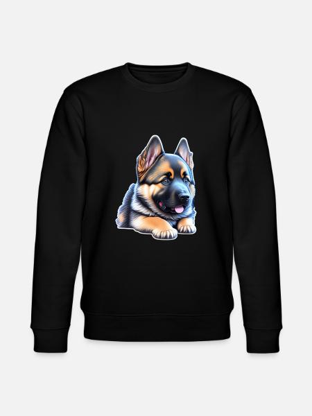 Cute German Shepherd Puppy - Stanley/Stella CHANGER Unisex Organic Sweatshirt - black