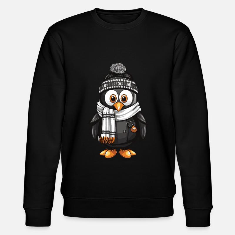 Penguin Comic Cute Winter - Stanley/Stella CHANGER Unisex Organic Sweatshirt - black
