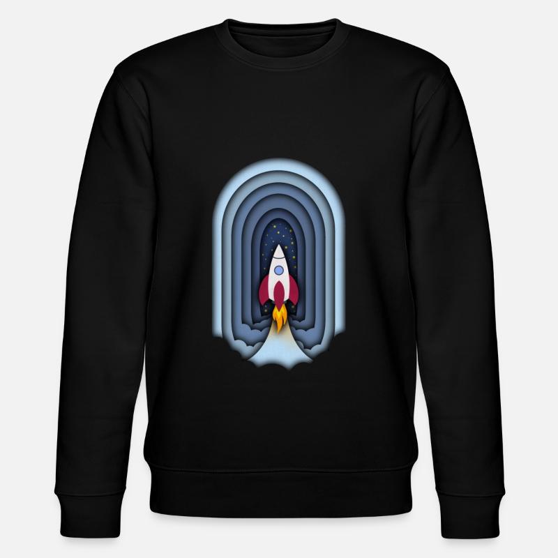 Rakete in Papercutoptik - Stanley/Stella Unisex Bio-Sweatshirt CHANGER  - Schwarz