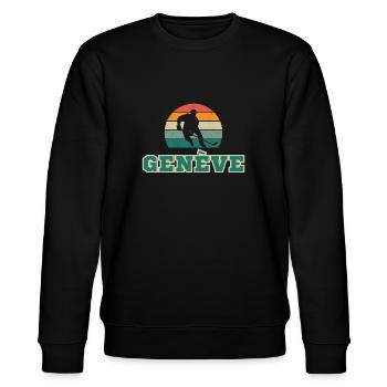 Genève, meine Stadt! - Stanley/Stella Unisex Bio-Sweatshirt CHANGER  - Schwarz - Vorne - Nik (191cm) & Marisol (170cm)