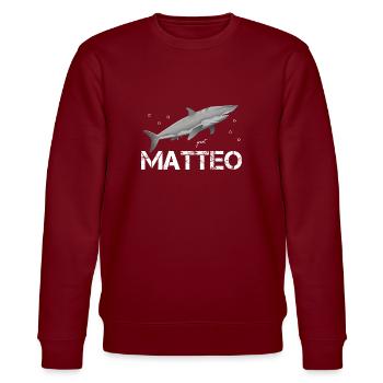 Matteo Birthday Matteo - Stanley/Stella CHANGER Unisex Organic Sweatshirt - burgundy - Front - Nik (191cm) & Marisol (170cm)