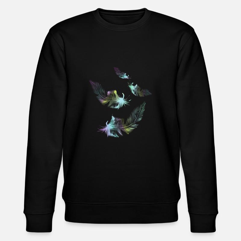 rainbow feathers - Stanley/Stella CHANGER Unisex Organic Sweatshirt - black
