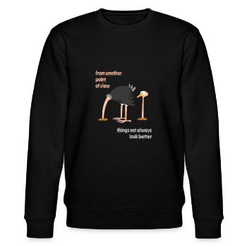 Vogel Strauss Taktik - From Another Point Of View - Stanley/Stella Unisex Bio-Sweatshirt CHANGER  - Schwarz - Vorne - Nik (191cm) & Marisol (170cm)