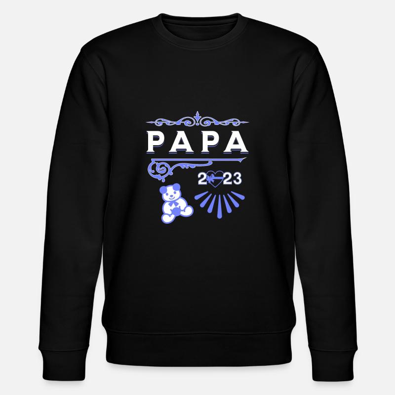 Papa 2023 mit Bär - Stanley/Stella Unisex Bio-Sweatshirt CHANGER  - Schwarz