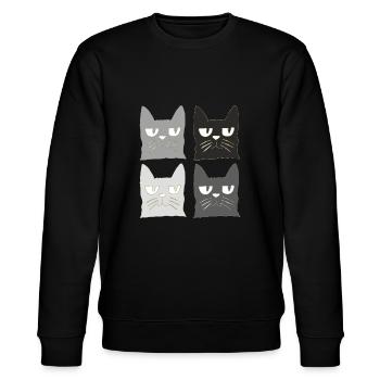 katzen schwarz grau - Stanley/Stella Unisex Bio-Sweatshirt CHANGER  - Schwarz - Vorne - Nik (191cm) & Marisol (170cm)