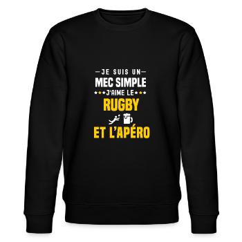 apéro rugby sport mec simple - Sweat bio CHANGER Stanley/Stella Unisexe - noir - Devant - Nik (191cm) & Marisol (170cm)